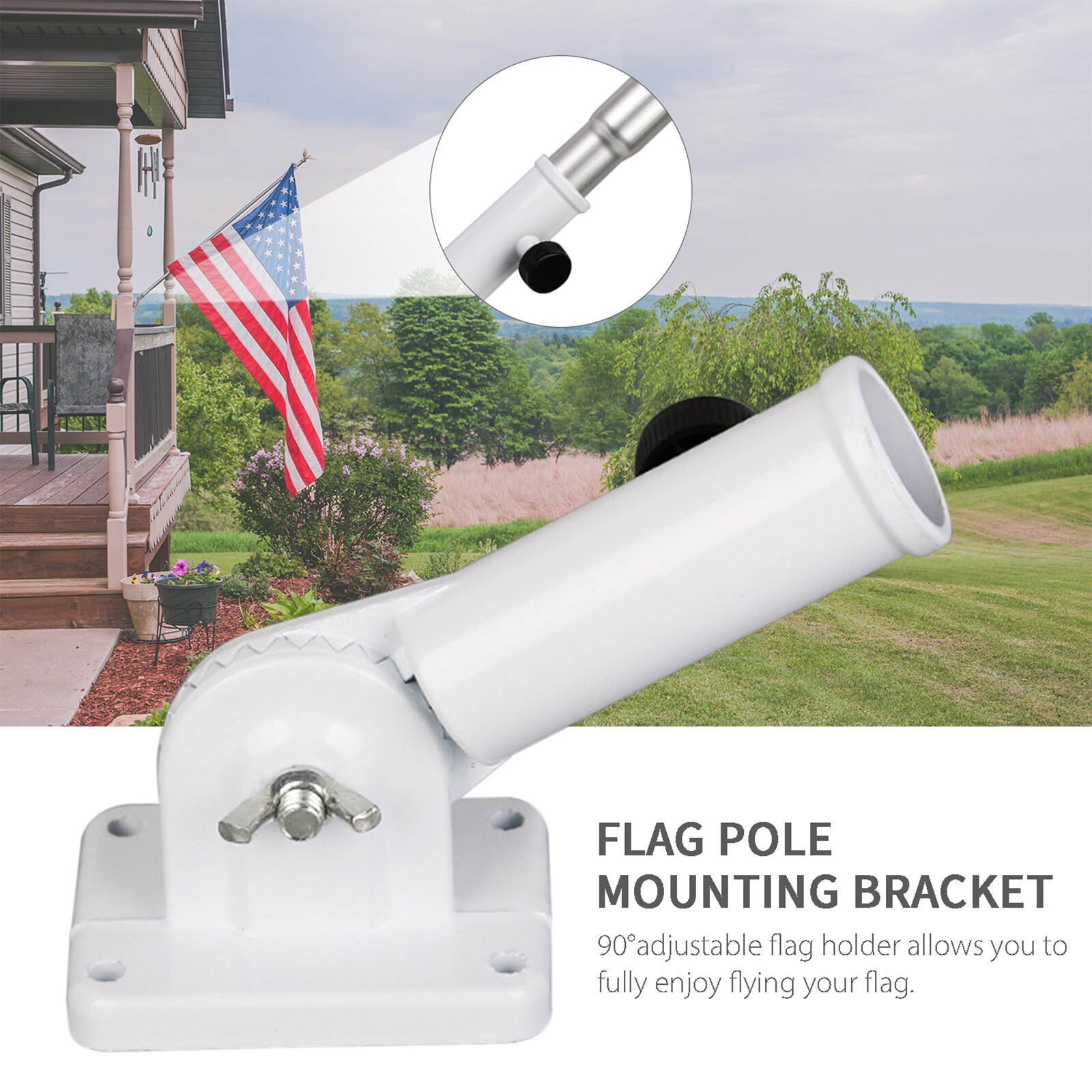 Heavy Duty Aluminum Alloy Garden Flag Pole Mounts Bracket Fits 1&quot; Inner Diameter Flagpole Mounting Holder with Hardware Outdoor
