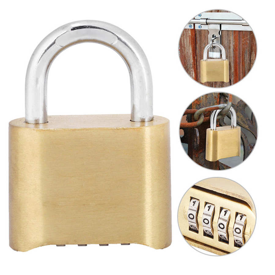 Password Lock 4 Dail Digit Rust Proof brass Password Lock Combination Padlock Warehouse Cupboard Door Locks cerradura