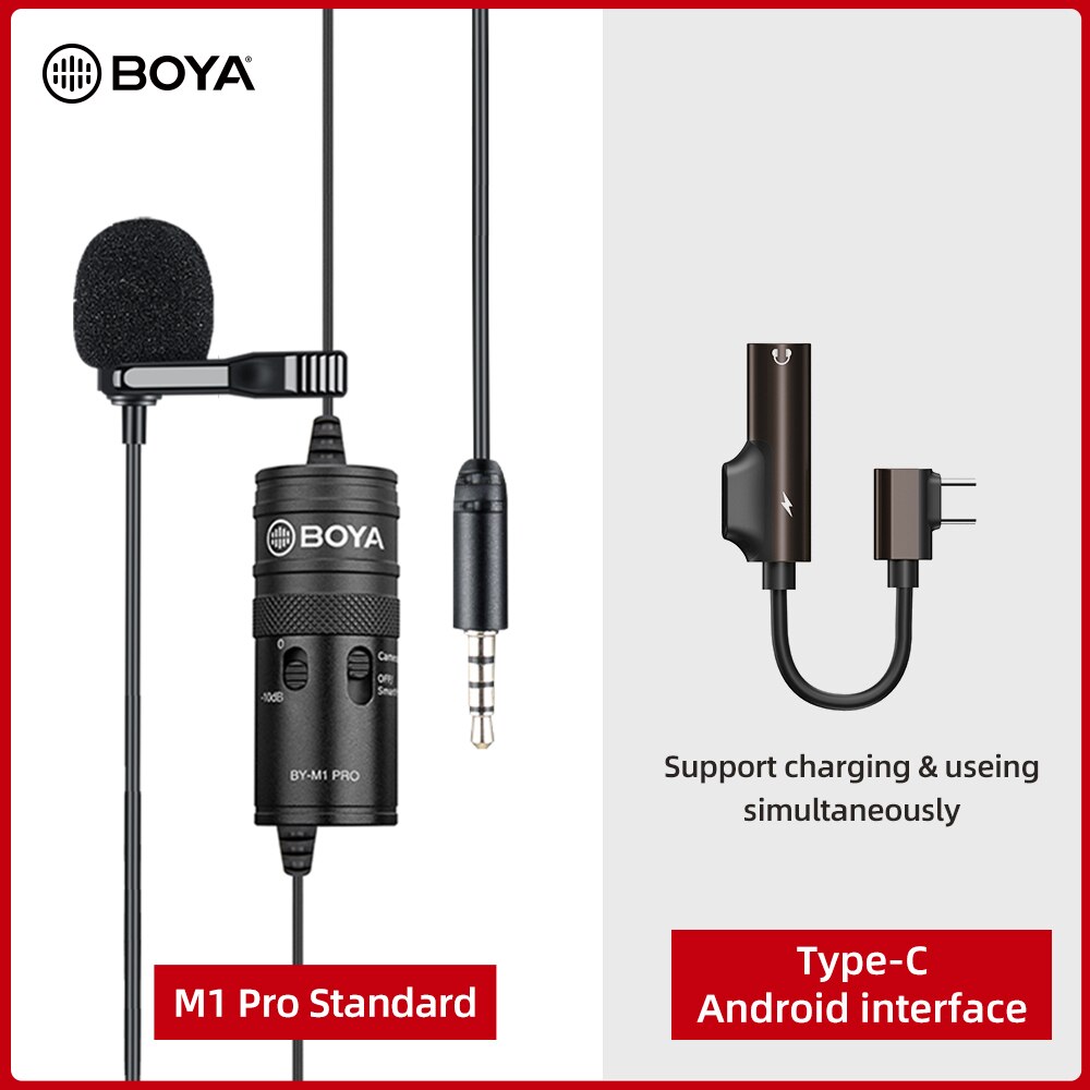 BOYA BY-M1 Pro Lavalier Microphone Clip-on Condenser Mic Wired 3.5mm Mic for iPhone Android Smartphone Vlog DSLR Camcorder Audio: BY-M1 PRO Kit 3