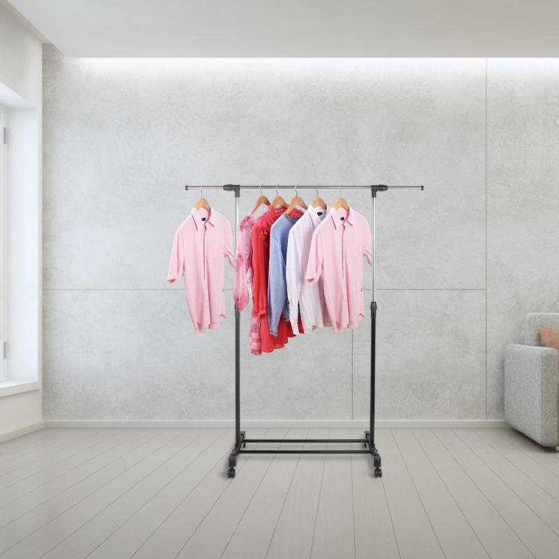 Adjustable Hanging Rail Stainless Steel Stand 4 Roll Single Garment Rack Clothes Heavy Rolling Hanging Closet Coat Rack HWC