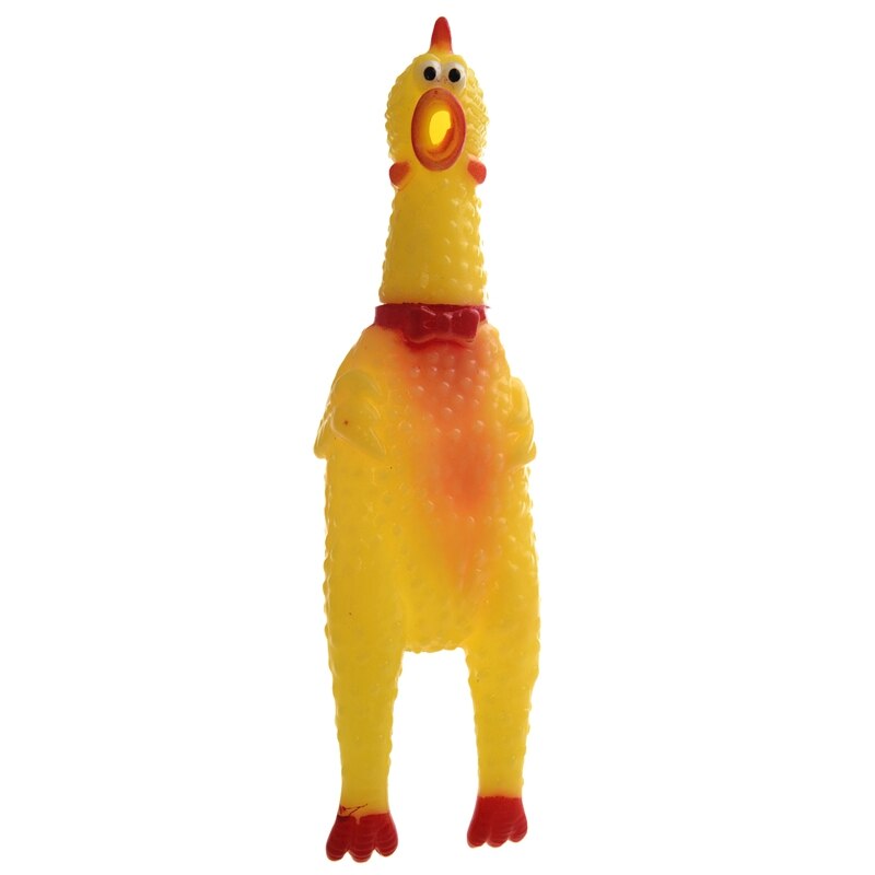 Yellow Red Soft Plastic Squeeze Shrilling Chicken Toy: Default Title