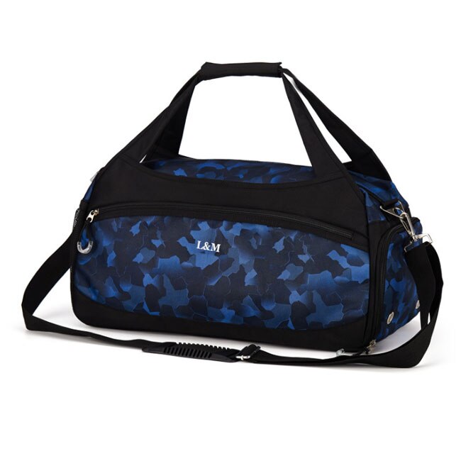 Waterproof Men Travel Handbag Large Capacity Women multi-function Luggage Travel Duffle Bags Large Shoulder Bag: Camo Blue