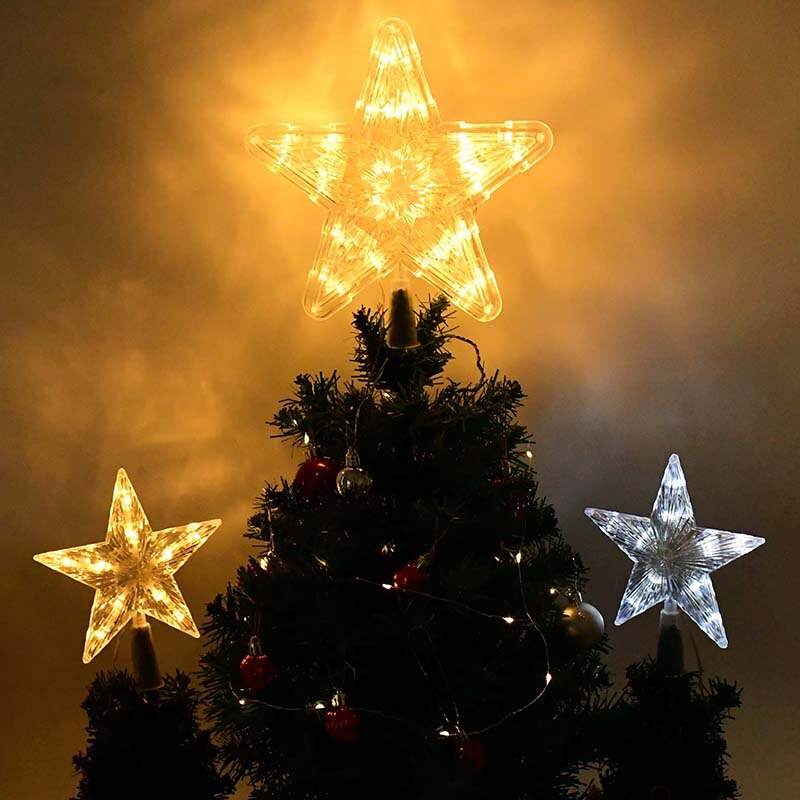 1 st 18/24.5cm julgran topp stjärna led ljus dekoration jul taklampa hem nattlampa dekor jul navidad