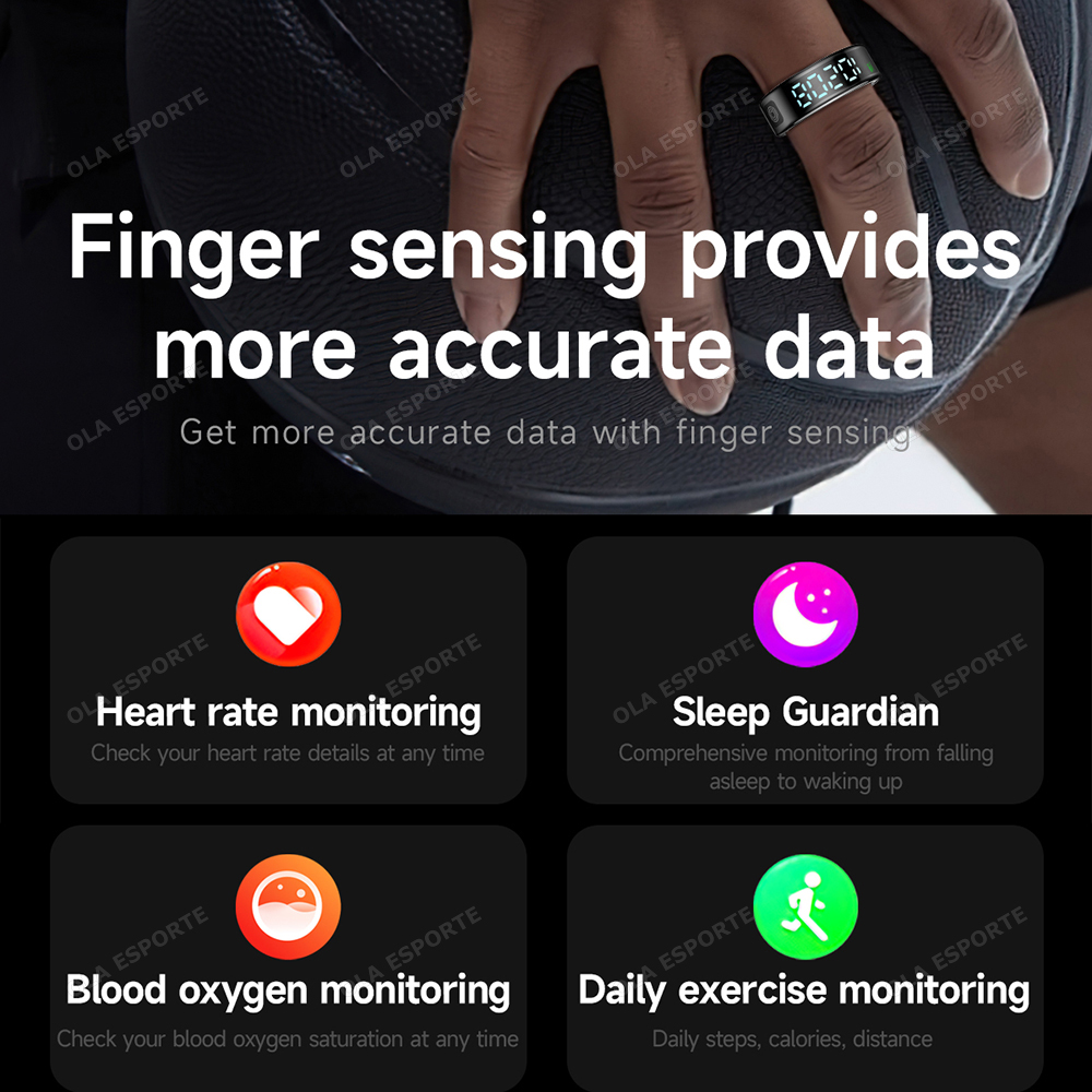 Anillo inteligente para hombres y mujeres, Monitor de ritmo cardíaco y oxígeno en sangre, modo multideporte IP68 y 5ATM, resistente al agua, Bluetooth, anillo para dormir Sr08