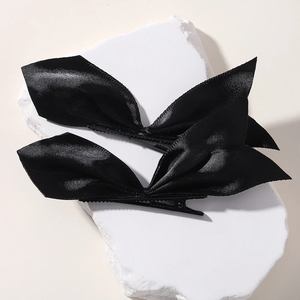 Pinces à cheveux avec ruban noir et blanc, 2 pièces, Vintage, épingle à cheveux latérale, Barrettes mignonnes pour filles, accessoires de coiffure pour femmes: Argent