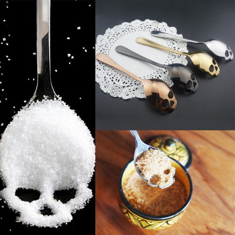 Stainless Steel Sugar Skull Spoon Cutlery Dessert Coffee Scoop Food Grade Candy Teaspoon Kitchen Tableware