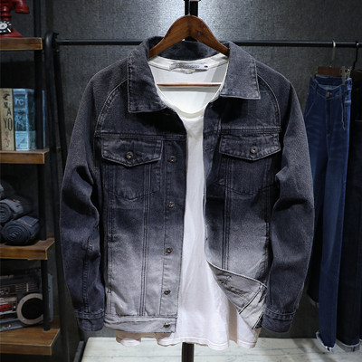 Novedad en chaqueta vaquera entallada de Estilo vintage para hombre, en blanco y negro, ropa de calle estilo Hip Hop, informal, chaquetas tapados abrigos de vaqueros para motocicleta: XL