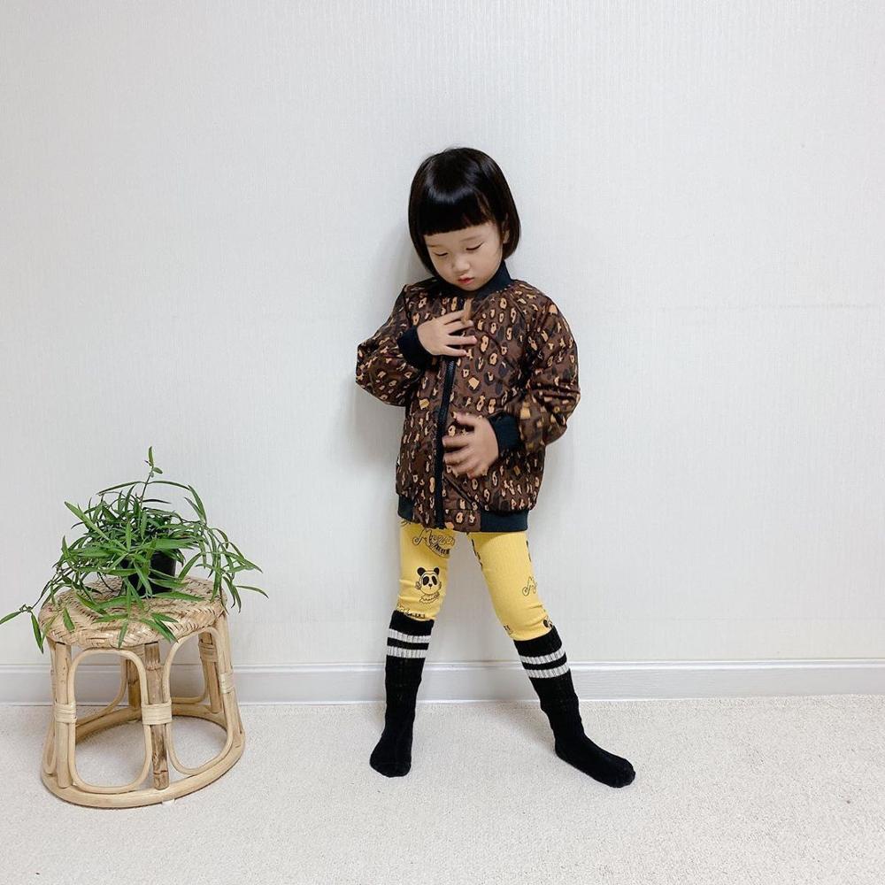 Children's jacket cotton padded clothes winter boys and girls' cotton clothes leopard print black coat