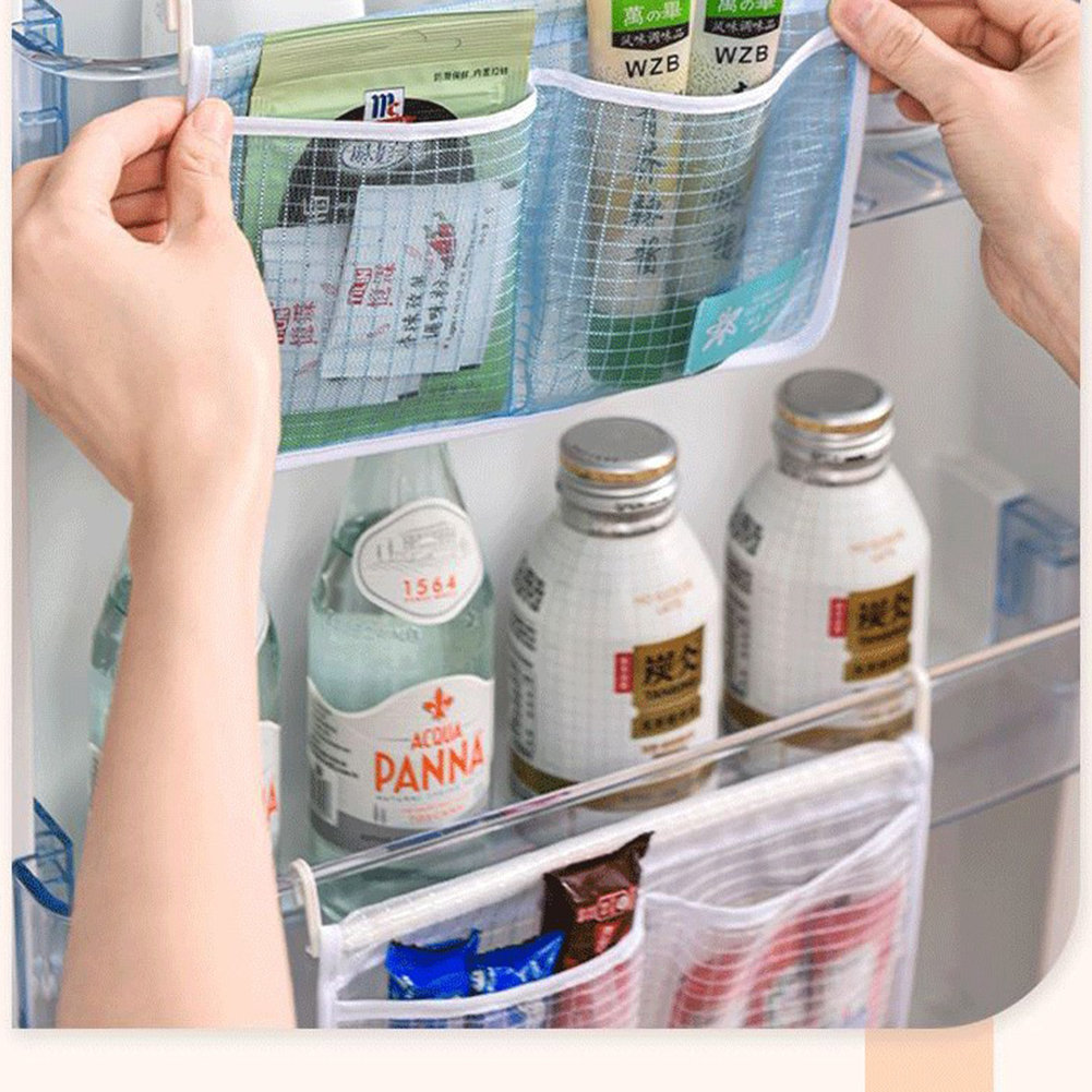 1pcs Refrigerator Storage Mesh Bag Portable Seasoning Food Snacks Net Bag Household Kitchen Hanging Classification Organizers