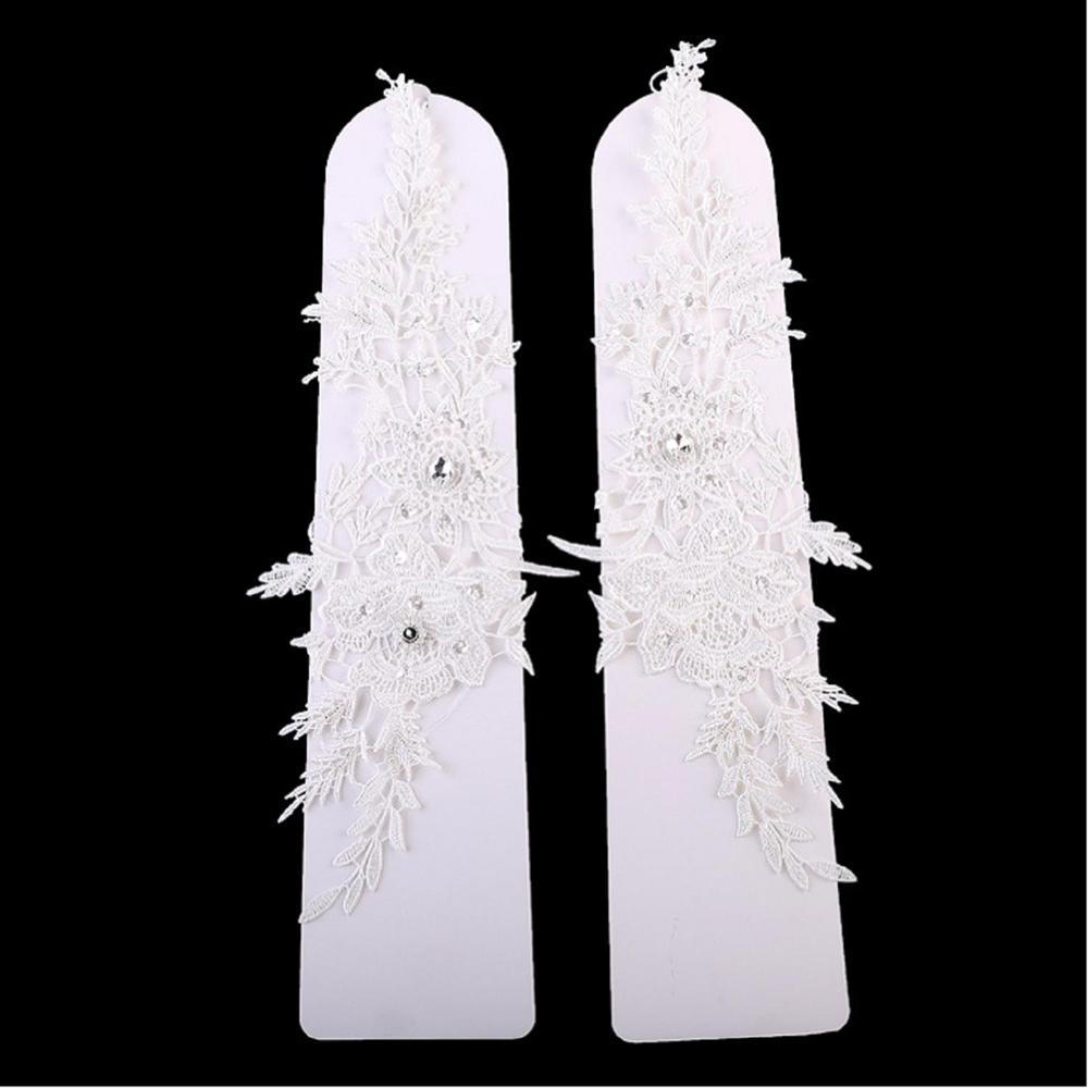 Elfenbein Spitze Braut Finger Handschuhe Frau Lange Hochzeit Handschuhe Kristall Hochzeit Zubehör für Bräute