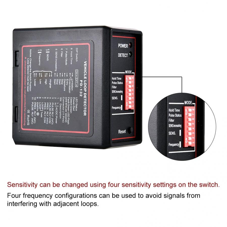 220V Smart Automatic Barrier Opener Vehicle Loop Detector System Four frequency configurations