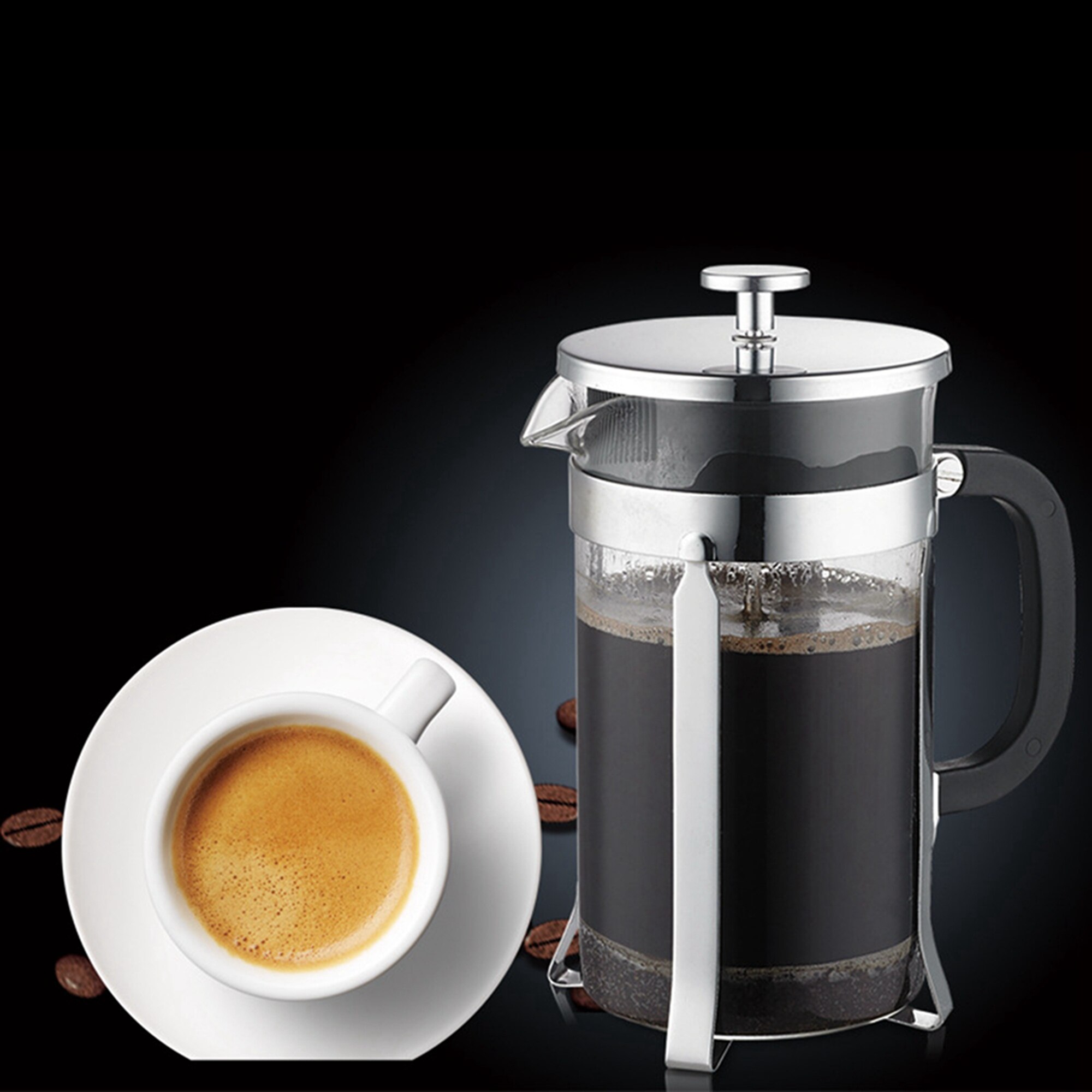 Cafetière à presse française avec 1000ml grande capacité, cafetière à main domestique résistant à la chaleur pour 5-8 Peolple Use