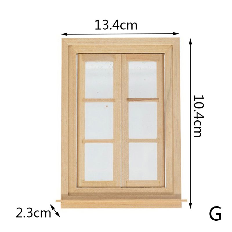 1/12 Poppenhuis Miniatuur Hout Externe Enkele Deur Houten Raamkozijn Diy Accessoires Pophuis Meubels Speelgoed Multi Stijlen: Clear