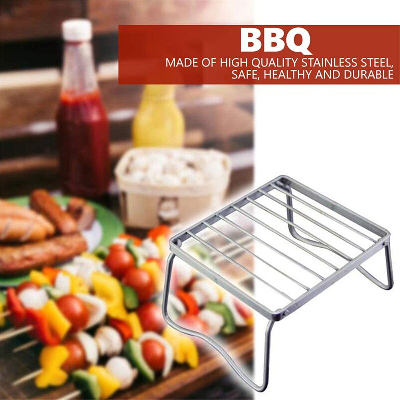 Lightweight Kitchen Tools for Outdoor Camping Cooking Stainless Steel Barbecue Grill Mini Portable Folding BBQ Shelf Garden Rack