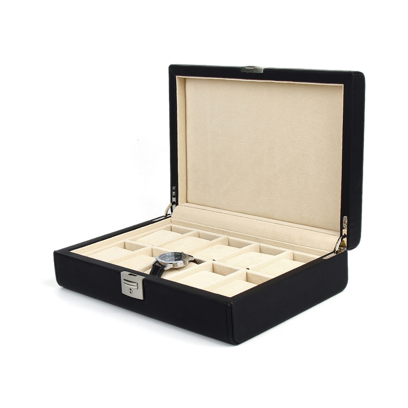 high-end PU leather hand 10-digit watch storage box 4-digit watch jewelry box with lock watch storage display box
