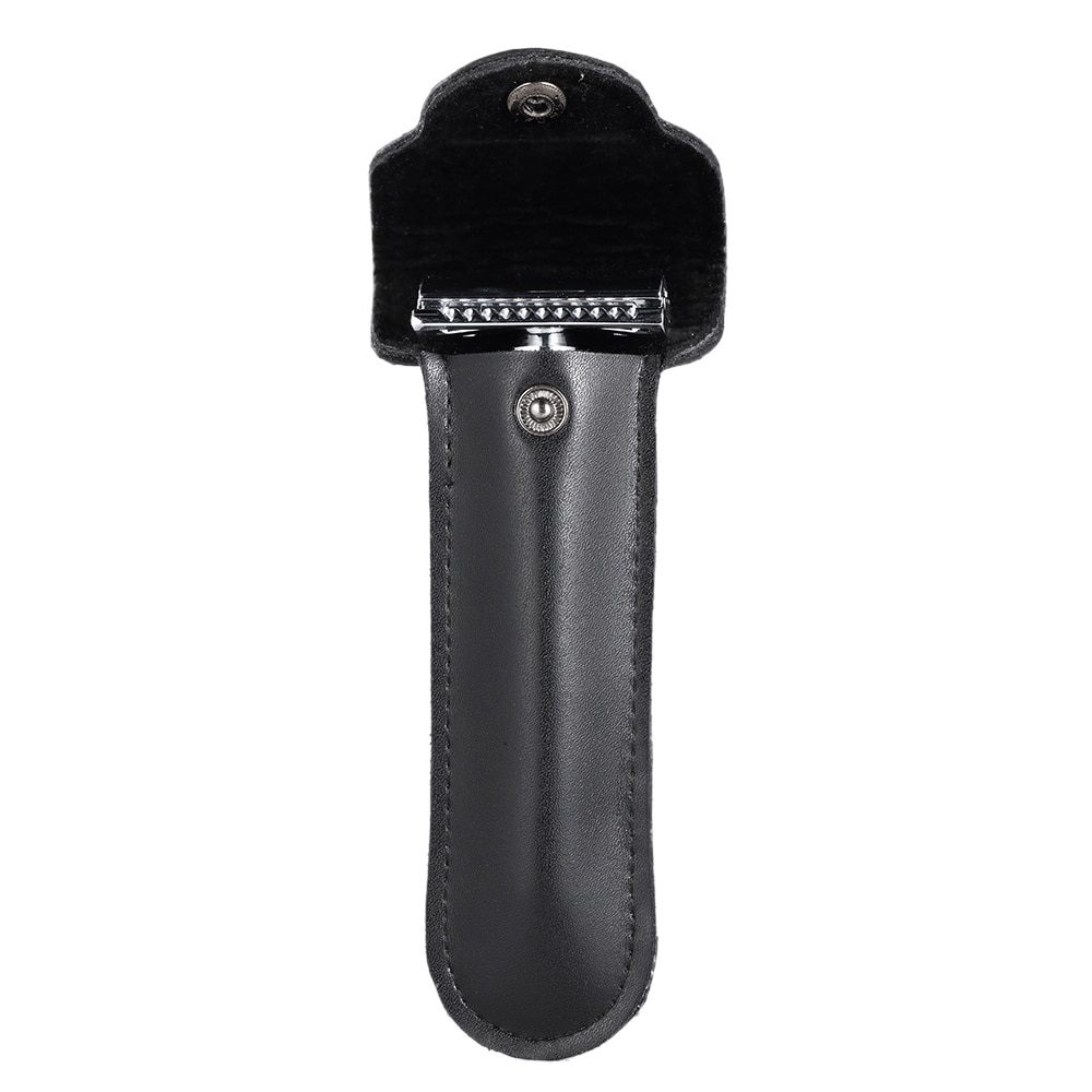 Couro do PLUTÔNIO Caso Safety Razor Double Edge Navalha Bolsa Alça Longa Linha Reta Homens Barba Barbear Navalha Titular Ferramenta Navalha Keeper ferramenta