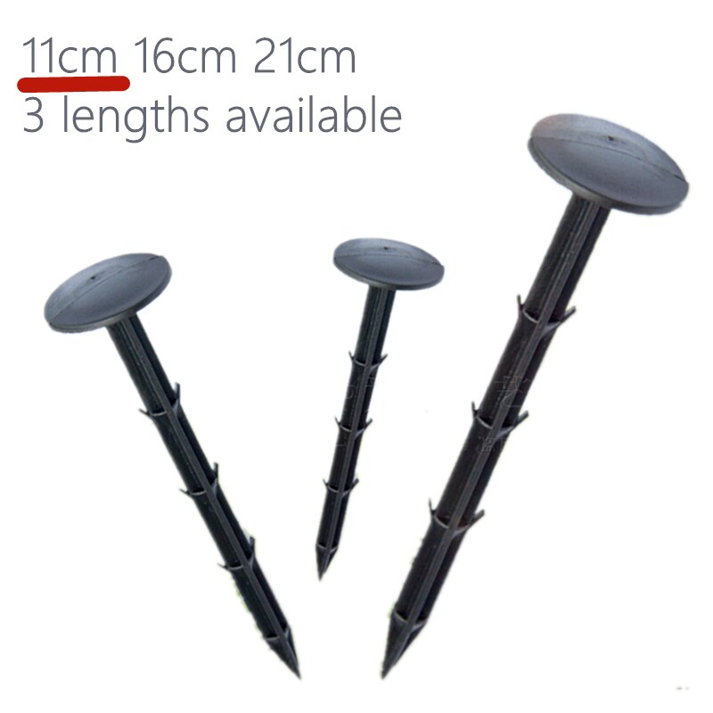 10Pcs/set Plastic Garden Nail Pegs Mulch Shading Pest Control Fix Tool for Anti-Bird Net Film Ground Cloth Nail Fixed Pegs Black: 10pcs 11cm