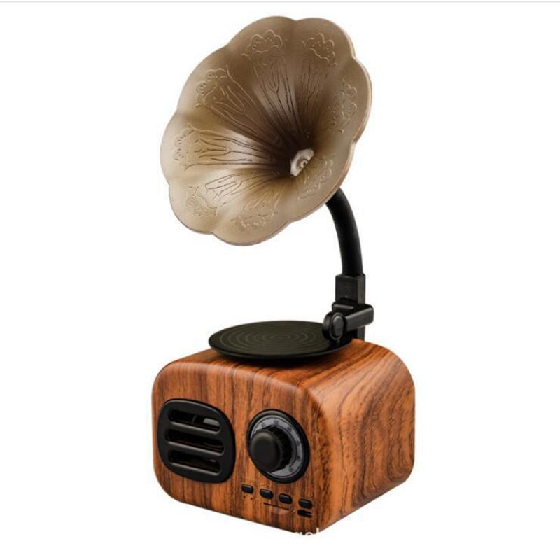 Portable Phonograph Bluetooth Wireless Speaker Better Bass Bluetooth Range Retro Wood Portable Mini Bluetooth Speaker: 05