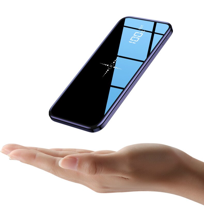 Trådløs 50000 mah powerbank dobbelt usb spejlskærm trådløs oplader powerbank bateria ekstern til iphone 8 x samsung