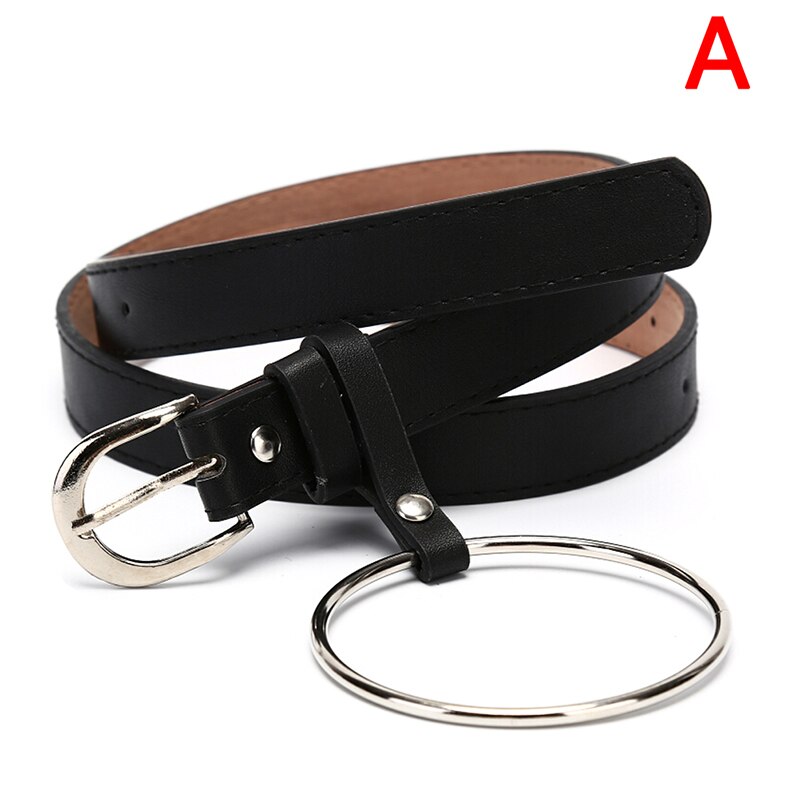 1 pcs Women Punk Chain Belt Adjustable Black Double/Single Eyelet Grommet Leather Buckle Belt: 105cm A