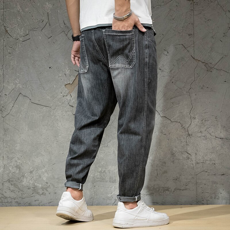 46 44 42 Men's Jeans Plus Size Loose Oversize Black Hip Hop Harem Pants Spring Summer Denim Trousers Brand Clothes