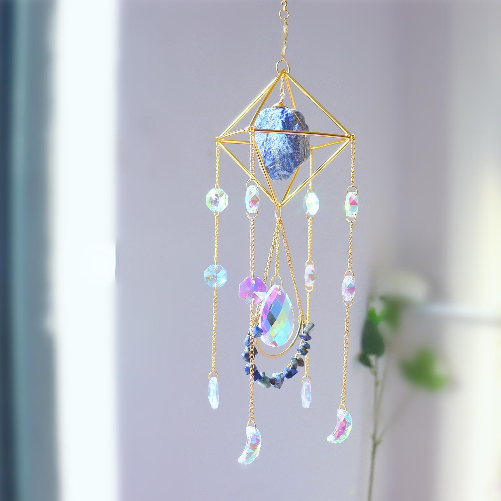 Crystal Wind Chimes Pendant Rainbow Maker Prism Ball Ornament Feng Shui Hanging for Christmas Party Car Home Decoration: Blue