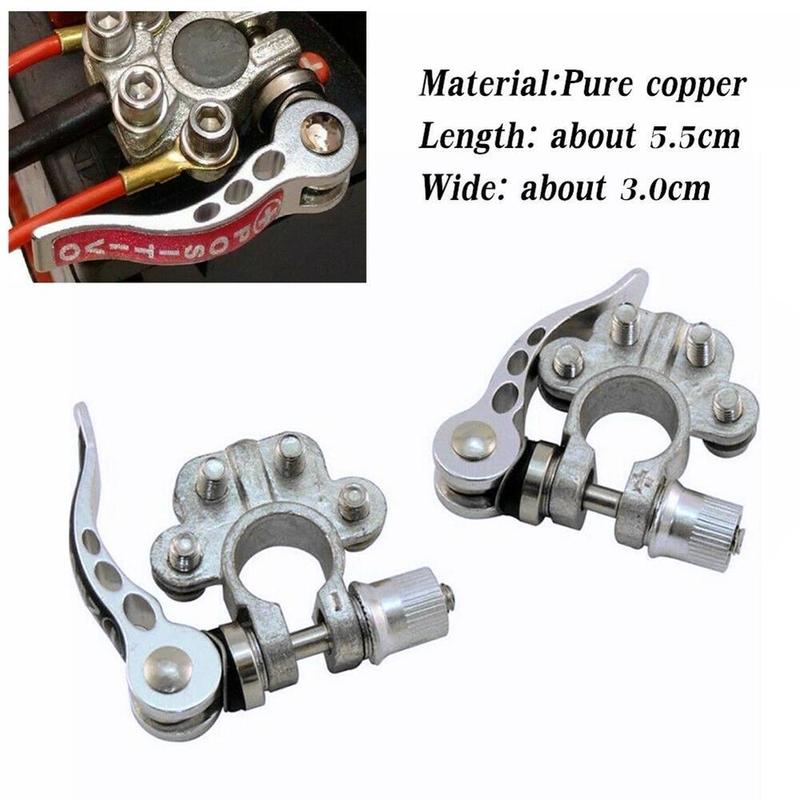 2PCS Pure Copper Auto Battery Terminal Disconnect Switch Toolless Quick Disconnect Battery Post Terminal Shut-Off Connectors