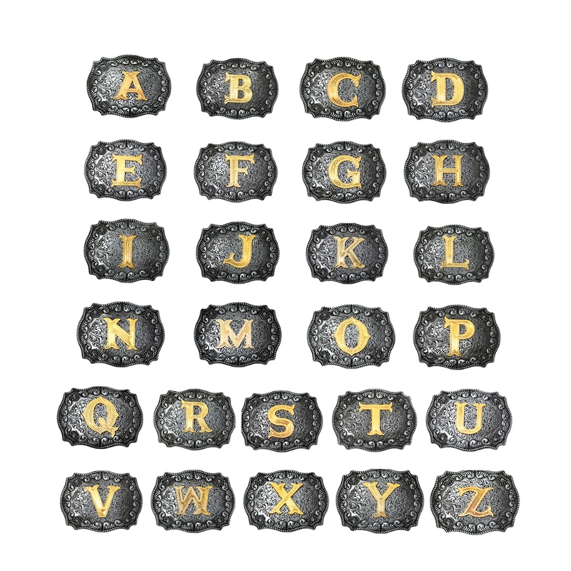 Men Western Cowboy Texas Rodeo Belt Buckle Jewelry Initial Letters A-Z Novelty Man Belt Buckle