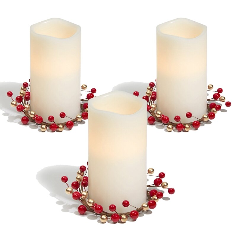 Red Candle Rings 3Pcs Candle Rings for Pillars,Red and Gold, Small ... – Vicedeal