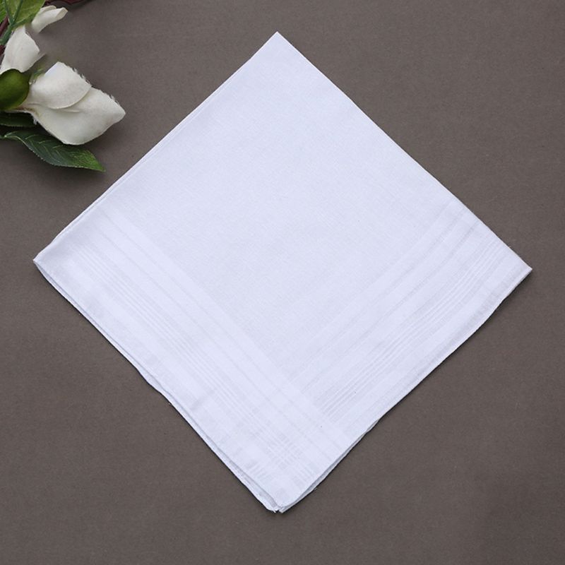 12pcs / Set Hommes Femmes Coton Mouchoirs Pure Classic Hankies Jacquard