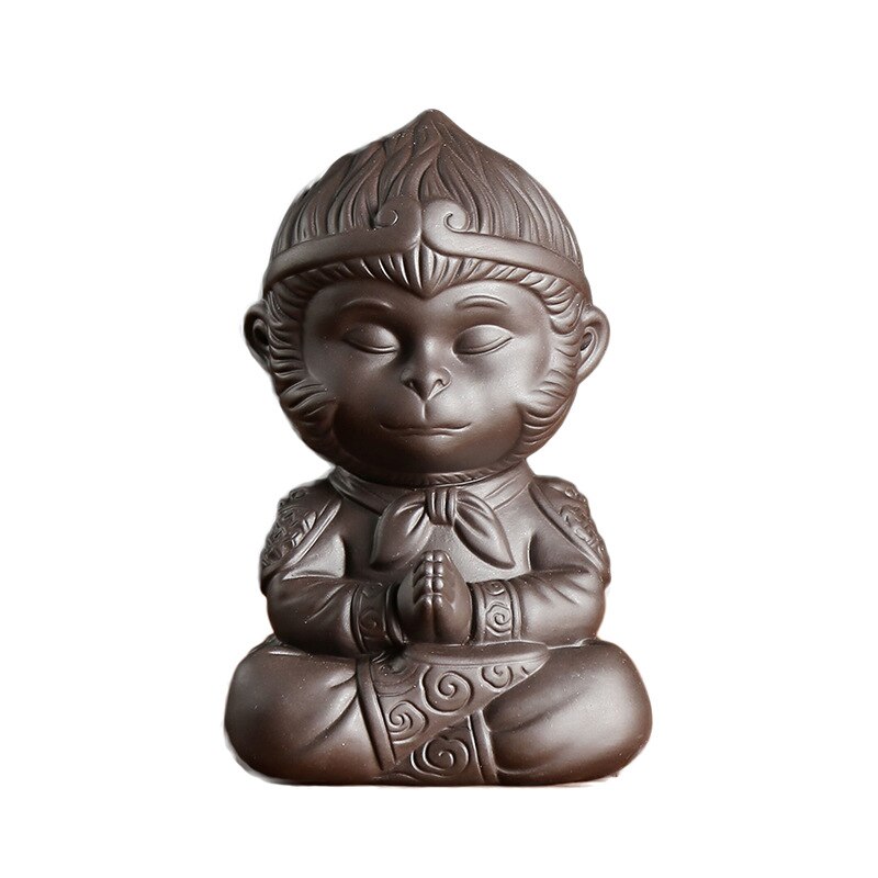 Zisha Sun Wukong tea pet statuette, Chinese Kung Fu tea set decoration, Qitian Dasheng fighting god home decoration crafts: 1
