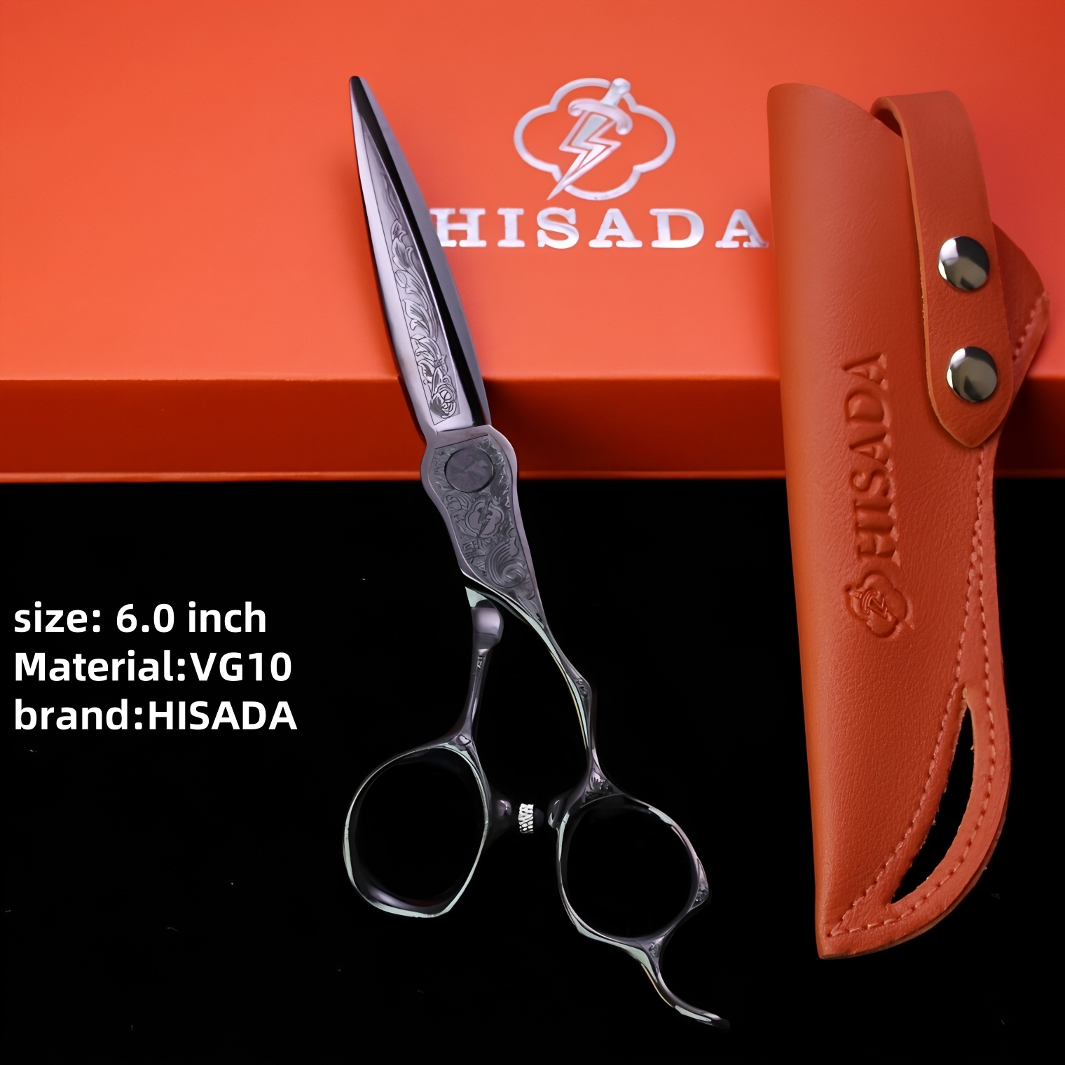 HISADA 6,0-inch VG10 staal Wolfraam Staal Patroon Hoogwaardige schaar Patroon Professionele Kapsalon Top Professionele Schaar: GRIJS