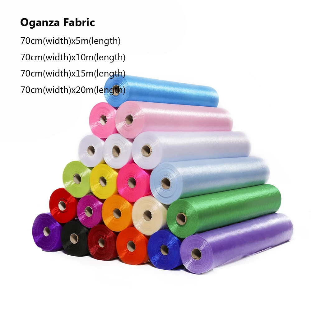 Bröllop julfestgåva 70cm bredd organza tyg rosa blå vit för flicka pojke dop alla hjärtans dag gör-det-själv-dekor