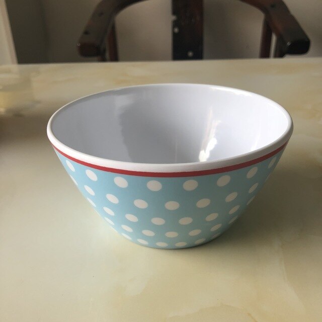 9 Inch Diner Platen Serving Cake Tray Imitatie Porselein Plaat Diner Fruitschaal Steak Gerechten Imiteren Keramiek Servies: 2-Blue Dot