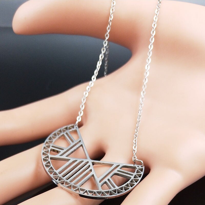 Bohemen Geometrische Rvs Ketting Ketting Voor Vrouwen Zilveren Kleur Kettingen Sieraden Colgantes Mujer Moda N627