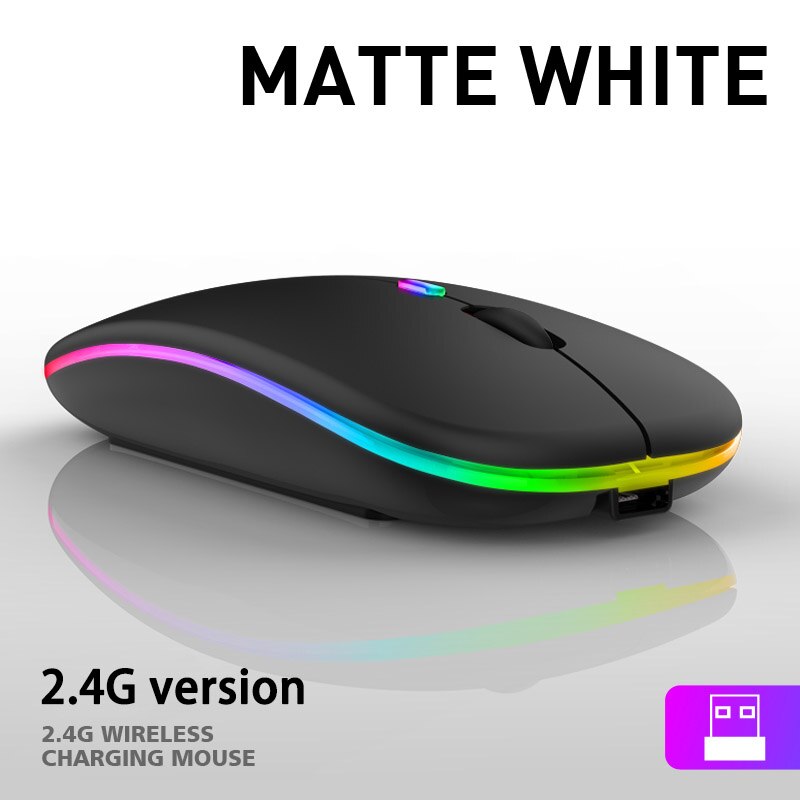 1600 Dpi Draadloze Muis Ergonomie Usb Opladen Stille 2.4Ghz Bluetooth Mause Gaming Muis Voor Pc Laptop Kleurrijke Verlichting: 007