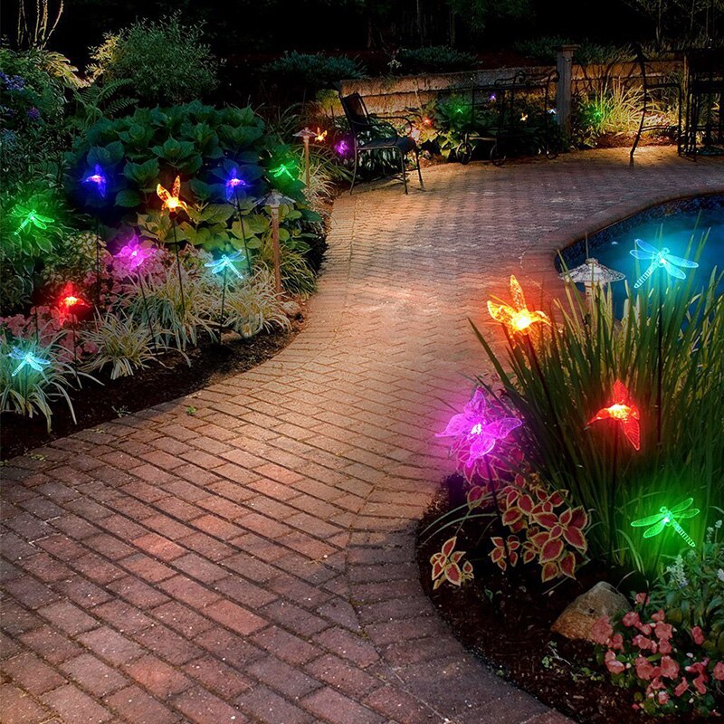 Solar lights outdoors LED butterfly dragonfly flying bird LED garden park landscape lawn party courtyard terrace decoration lamp