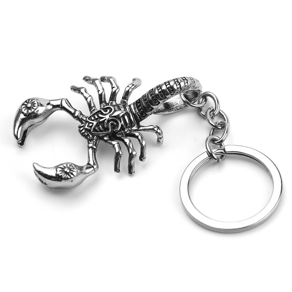 Silver Black Cool Scorpion Animal Pendant Key Chain Stainless Steel Exquisite Punk Keychain Men Jewelry Birthday