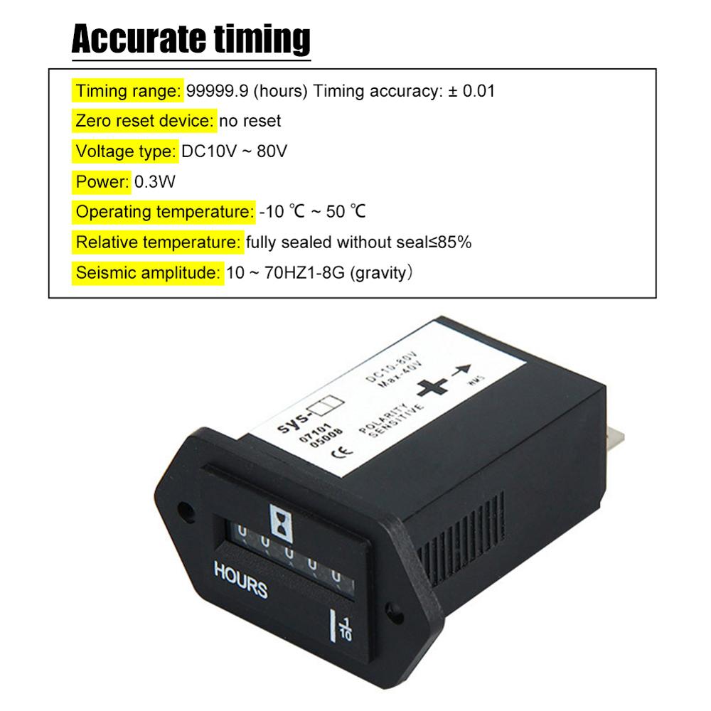 Hour counter DC 10V-80V digital motorcycle watch counter with timer 0.3W hour meter working gauge tools for moto car accessories