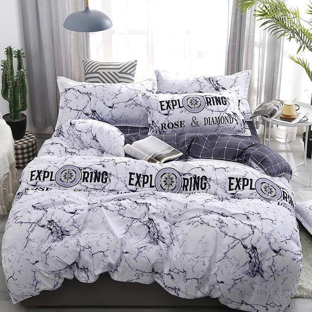 38 Pink bedding set bed Duvet cover set Twin queen size duvet cover pillowcase: Blue / Queen