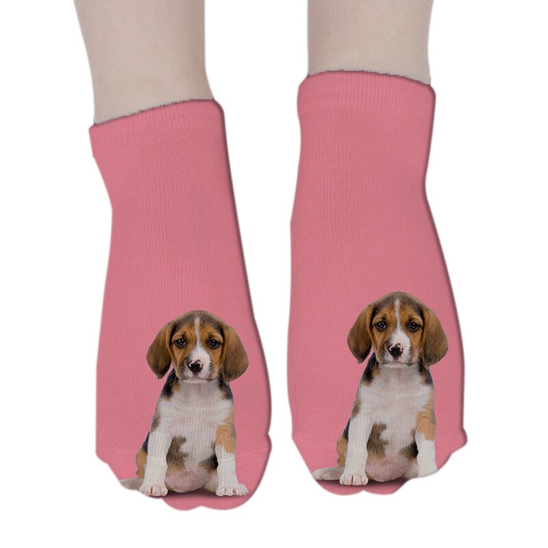 Calcetines impresión en 3D divertida estilo Harajuku Kawaii para mujer, calcetín tobilleros de corte bajo, de perro Multicolor, para Navidad,