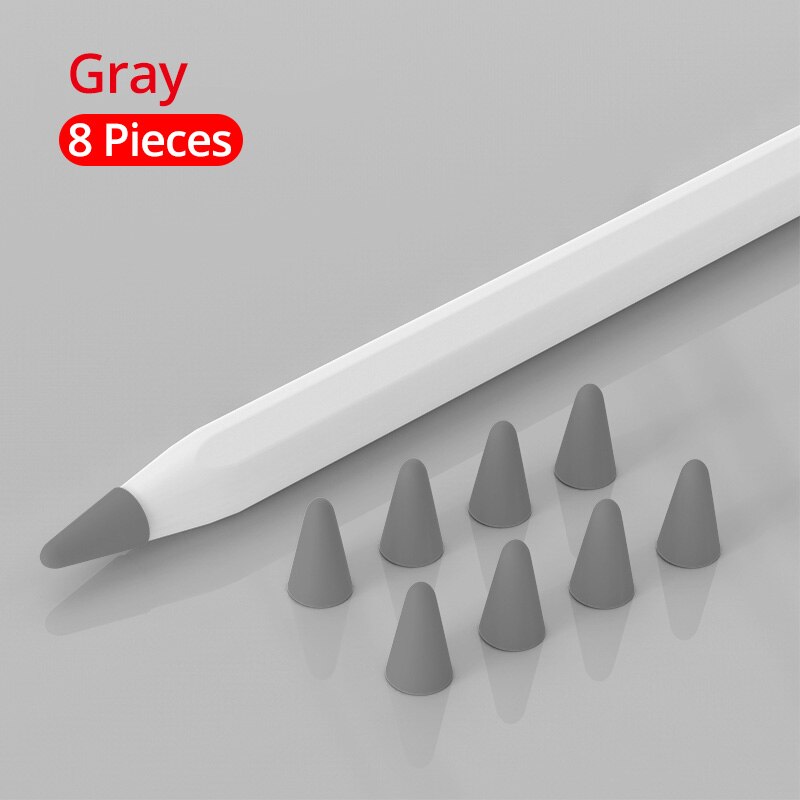 PZOZ 8szt Futerał Ochronny Silikonowy do Apple Pencil 1 & 2 - Pokrowiec na Rysik: Szary