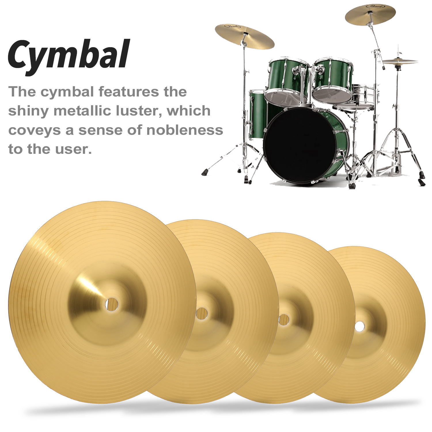Brass Crash Cymbal Drum Instrument Cymbals Practical Alloy Cymbal for Percussion Instruments Players Beginners