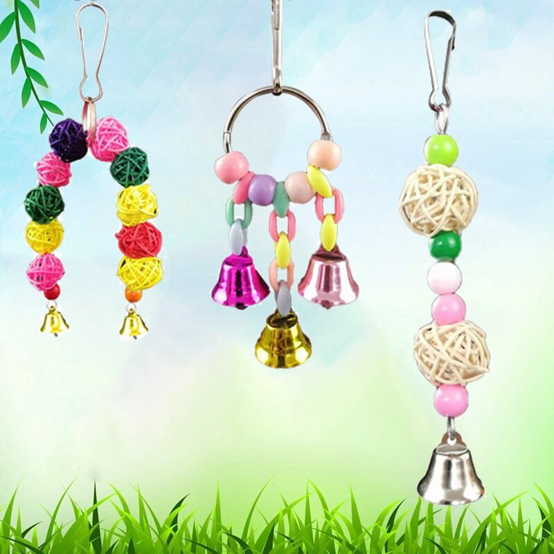 13 Pack Parakeet Toys, Hanging Bell Pet Cage Toys,Bird Swing Chewing Toys for Small Parrots,Finches,Love Birds