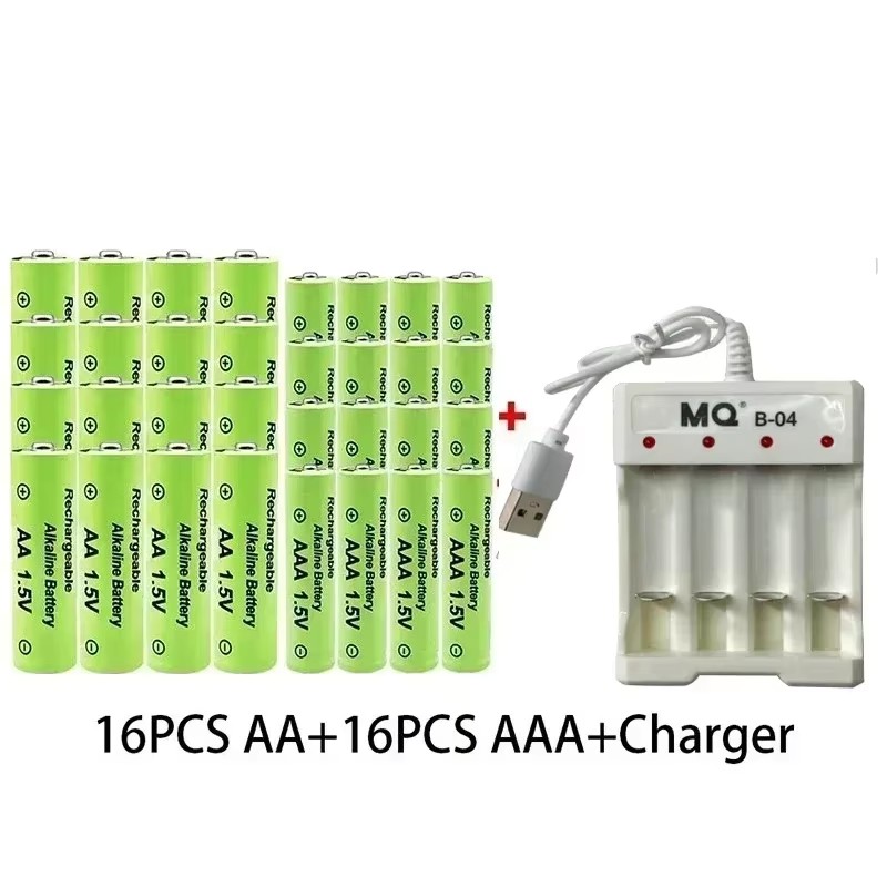 Batteria AA + AAA Nuova batteria ricaricabile da 1,5 V AA3800 MAH AAA3000 MAH con caricabatterie per torcia a LED per dispositivi elettronici: Oro