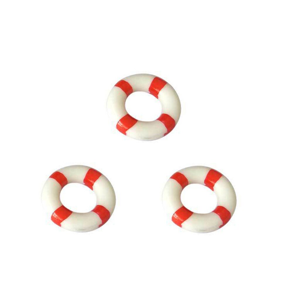 10Pcs Zwemmen Ring Decors Rode Leuke Micro Mediterrane Stijl Hars Nautische Lifering Decoratie Decors Reddingsboei Decoratie Voor Hou