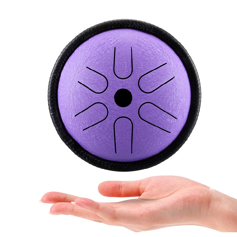 Tongue Drum Steel 5.5 Inch 6 Note Percussion Musical Instruments Hand Pan Tank Drum with Carry Bag Drumsticks for Beginner