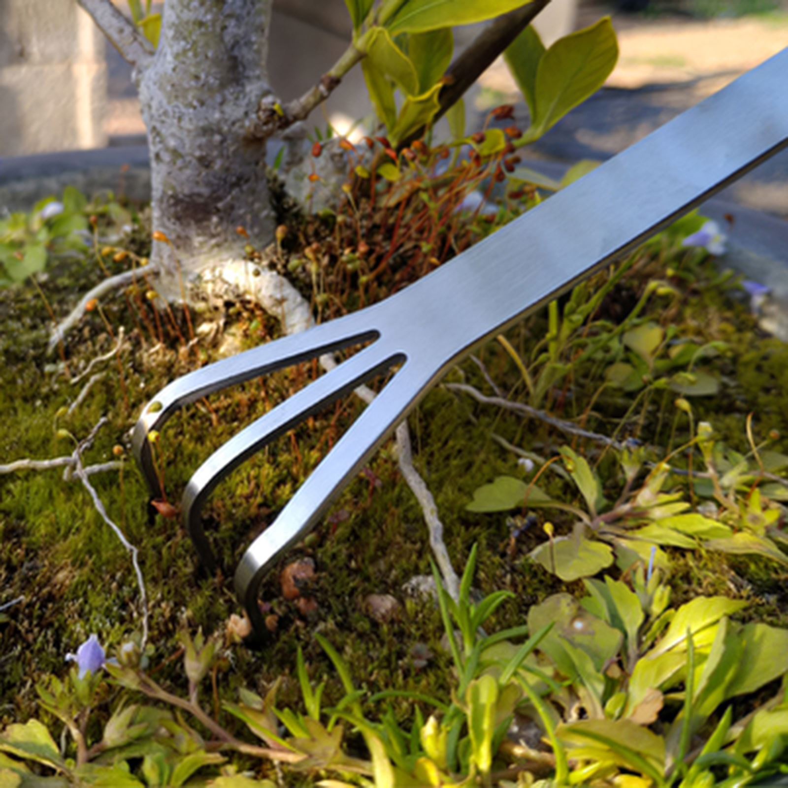 Houkiper Stainless Steel Soil Loosening Tool 3 Fork Soil Tillage Tool Garden Rake Practical Bonsai Tool With Ergonomic Handle