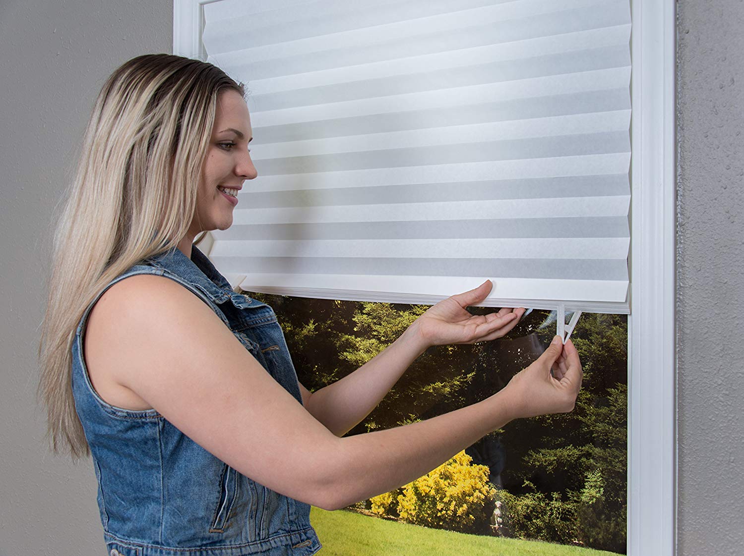 White self-adhesive pleated blinds blackout window 90x180CM