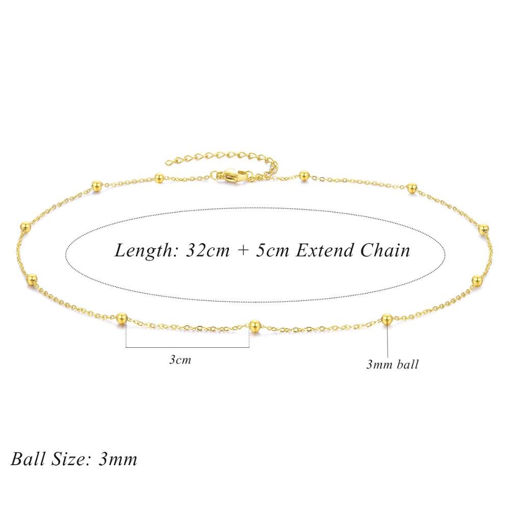 UMODE Gold sehr klein Kleine Herz Halsketten Edelstahl Anhänger Halskette für Frauen Mädchen Party Halsband Schmuck UN0388: Ball 3mm